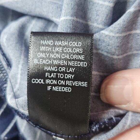 Gypsies & Moondust Medium Pinstripe Sleeveless Jumper Pockets Wide Leg Flowy - Picture 13 of 16